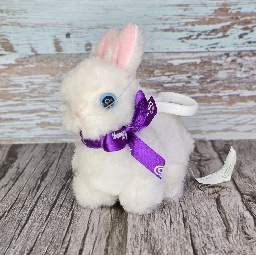 *VTG* CADBURY Bunny Plush Keychain, Vintage Rabbit Clip On Keychain